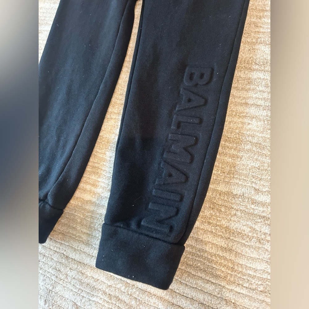 Balmain Kids 100% Cotton Logo Track Pants with Logo Print, Authentic